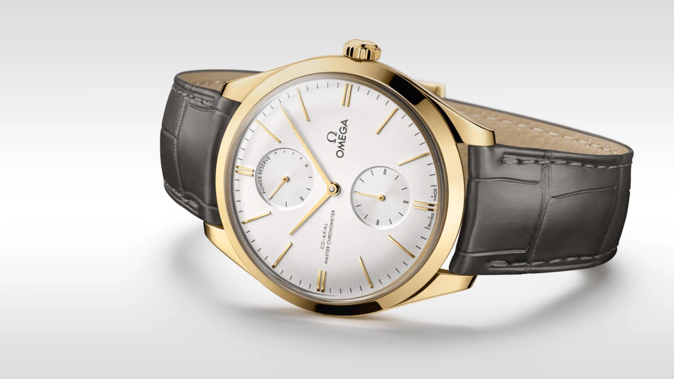 Omega,Trésor 40mm,40mm,Yellow Gold,Silver,Handwound,Power Reserve Indicator,Co-Axial Escapement,435,435.53.40.22.02.001