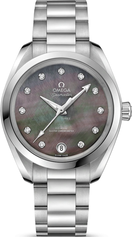 Omega,Aqua Terra 34mm,34mm,Stainless Steel,Brown,Automatic,Date,Co-Axial Escapement,220,220.10.34.20.57.001