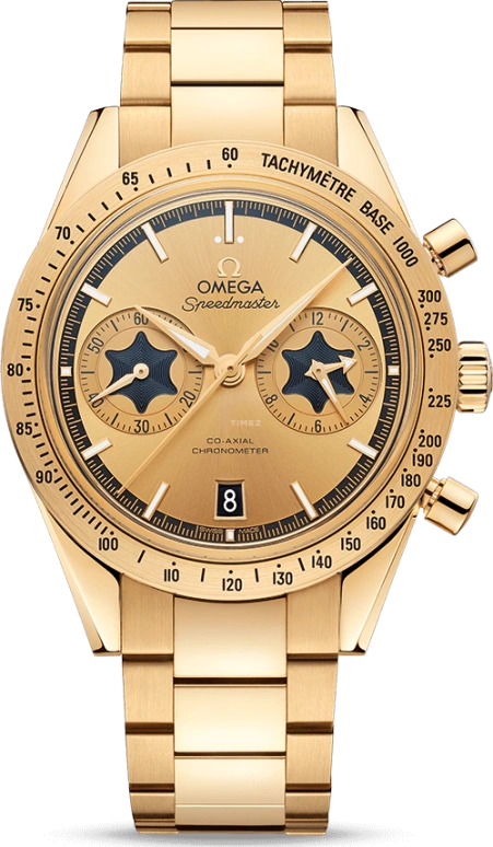 Omega,Speedmaster (Non-Moonwatch) 41.50mm,41.50mm,Yellow Gold,Champagne,Automatic,Chronograph,Date,Co-Axial Escapement,Column Wheel,60hours,In-house Caliber,331,331.50.42.51.08.001