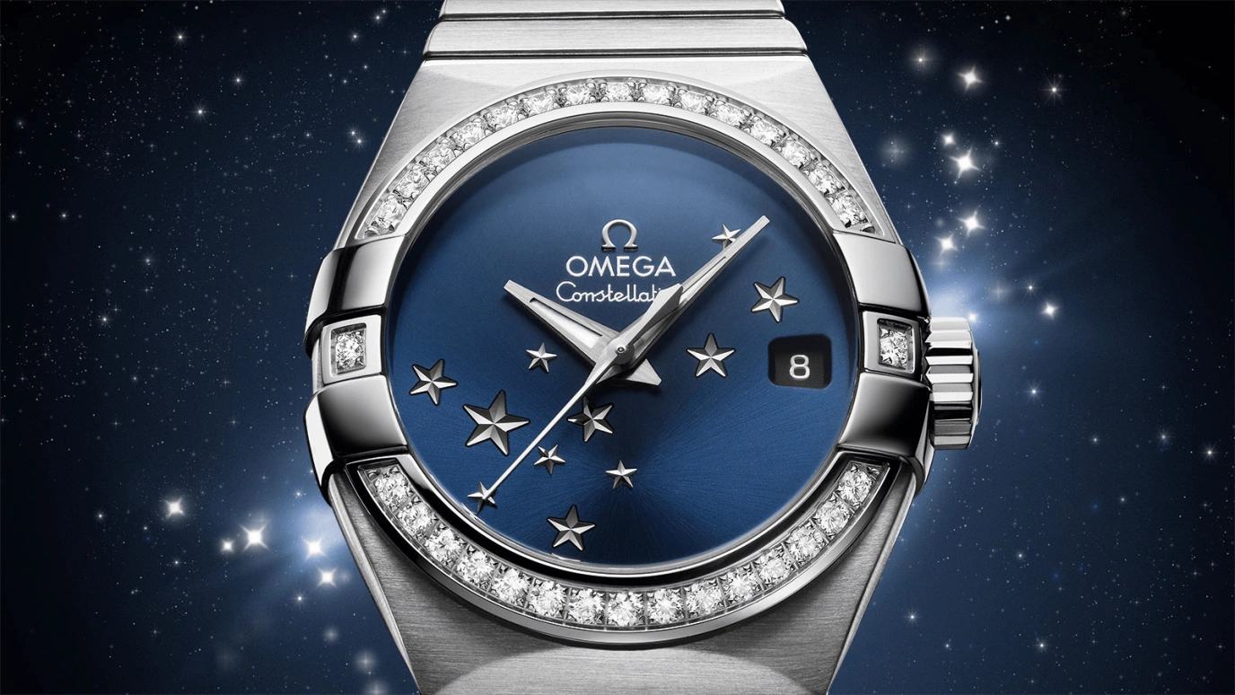 Omega,Constellation 27mm,27mm,Stainless Steel,Blue,Automatic,Date,Zodiac Indications,Co-Axial Escapement,123,123.15.27.20.03.001