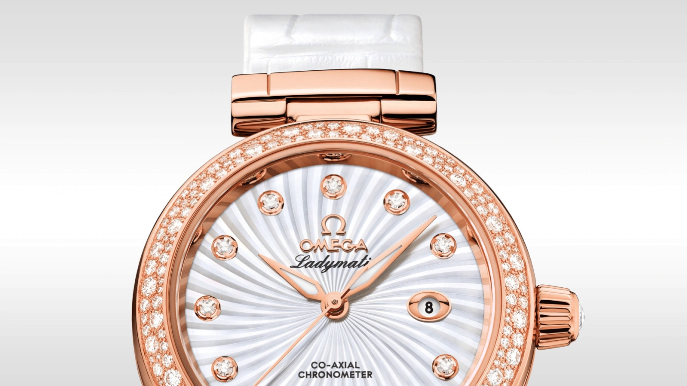 Omega,LadyMatic 34mm,34mm,Red Gold,White,Automatic,Date,Co-Axial Escapement,425,425.68.34.20.55.004