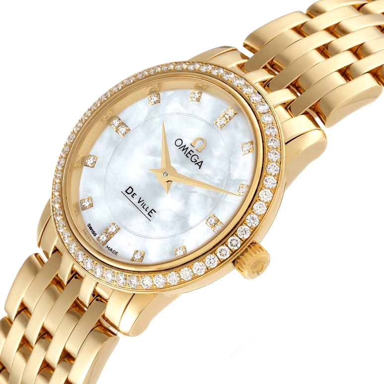 Omega,De Ville 27mm,27mm,Yellow Gold,White,Quartz,30000hours,In-house Caliber,413,413.55.27.60.55.001