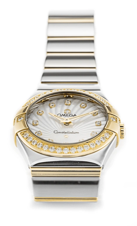 Omega,Constellation 27mm,27mm,Yellow Gold,Stainless Steel,White,Quartz,30000hours,In-house Caliber,123,123.25.27.60.55.008