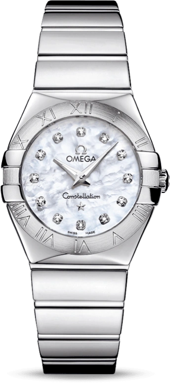Omega,Constellation 27mm,27mm,Stainless Steel,White,Quartz,30000hours,In-house Caliber,123,123.10.27.60.55.002