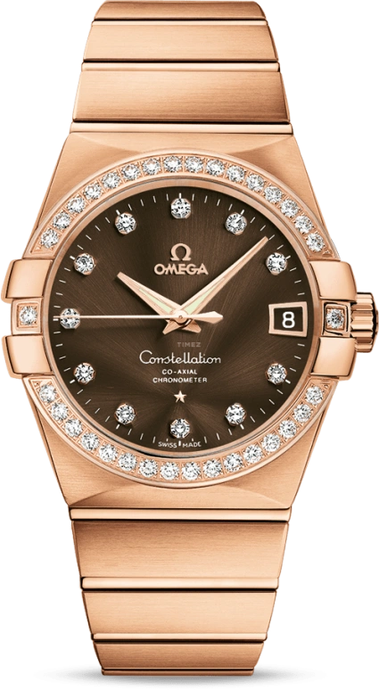 Omega,Constellation 38mm,38mm,Red Gold,Brown,Automatic,Date,Co-Axial Escapement,123,123.55.38.21.63.001