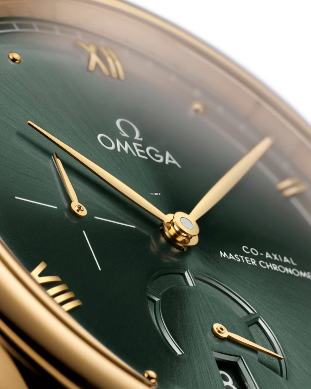 Omega,De Ville 41mm,41mm,Yellow Gold,Green,Automatic,Day,Power Reserve Indicator,Anti-magnetic,434,434.53.41.21.10.001