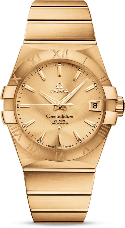 Omega,Constellation 38mm,38mm,Yellow Gold,Champagne,Automatic,Date,Co-Axial Escapement,123,123.50.38.21.08.001