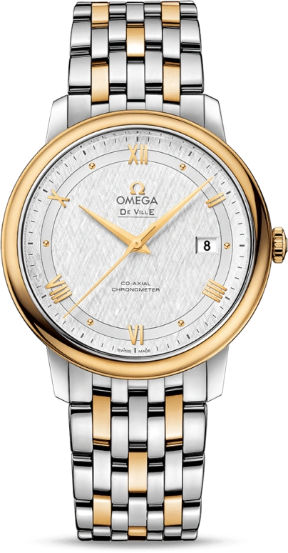 Omega,De Ville 39.50mm,39.50mm,Yellow Gold,Stainless Steel,Silver,Automatic,Date,Co-Axial Escapement,424,424.20.40.20.02.001