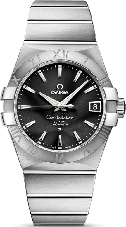 Omega,Constellation 38mm,38mm,Stainless Steel,Black,Automatic,Date,Co-Axial Escapement,123,123.10.38.21.01.001