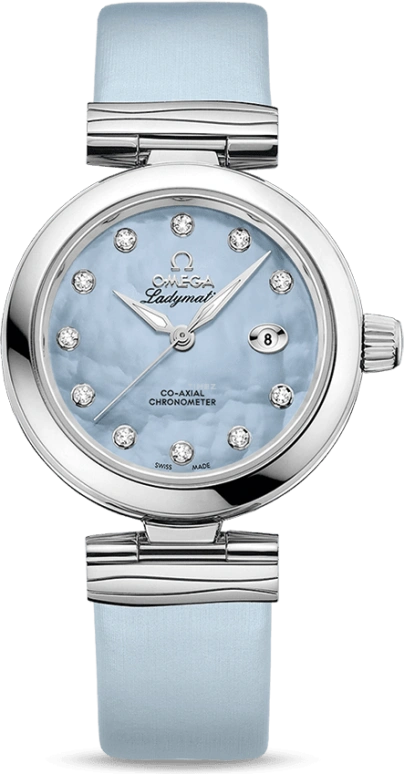 Omega,LadyMatic 34mm,34mm,Stainless Steel,Blue,Automatic,Date,Zodiac Indications,Co-Axial Escapement,425,425.32.34.20.57.003