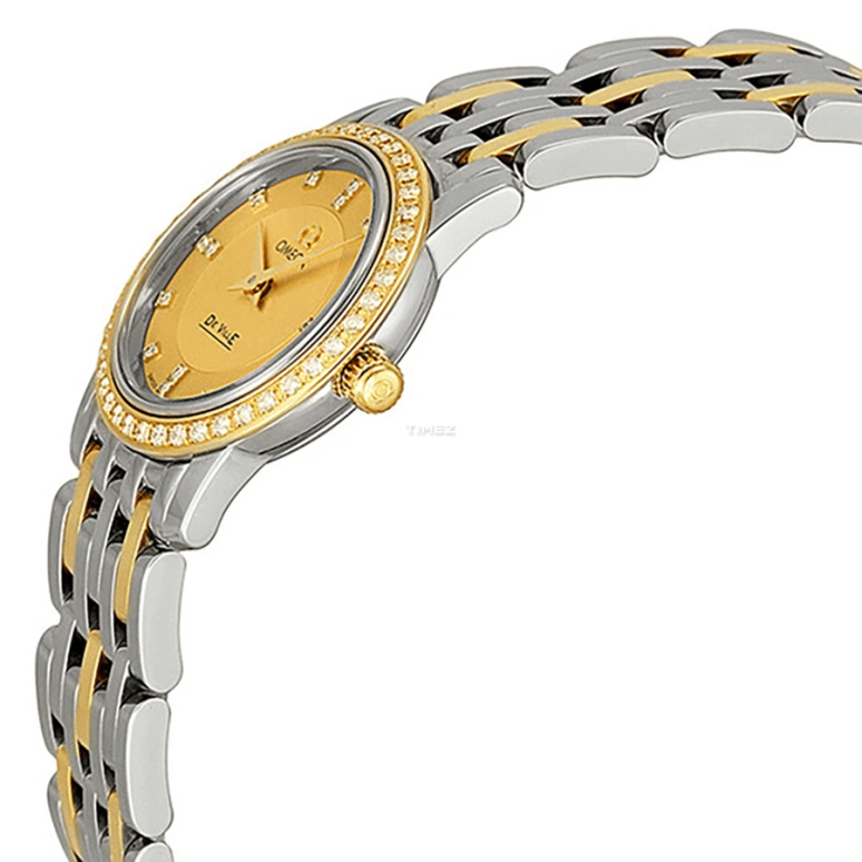 Omega,De Ville 22mm,22mm,Yellow Gold,Stainless Steel,Champagne,Quartz,30000hours,In-house Caliber,413,413.25.22.60.58.001