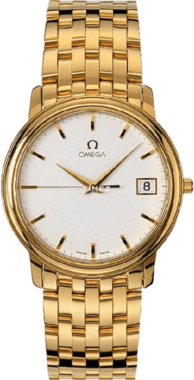 Omega,De Ville 34.40mm,34.40mm,Yellow Gold,White,Quartz,Day,30000hours,4110,4110.21.00