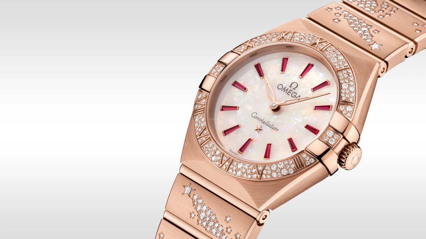 Omega,Constellation 28mm,28mm,Sedna Gold,White,Quartz,In-house Caliber,Sapphire,Crystal Glass,131,131.55.28.60.99.003