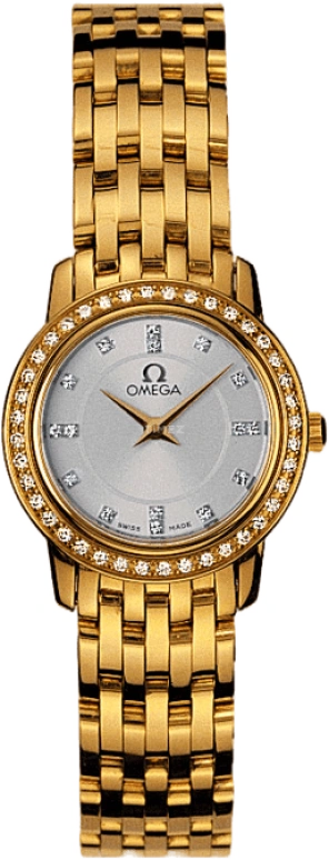 Omega,De Ville 22mm,22mm,Yellow Gold,Silver,Quartz,Day,30000hours,4175,4175.35.00