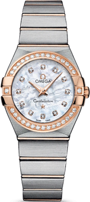 Omega,Constellation 27mm,27mm,Red Gold,Stainless Steel,White,Quartz,30000hours,In-house Caliber,123,123.25.27.60.55.001