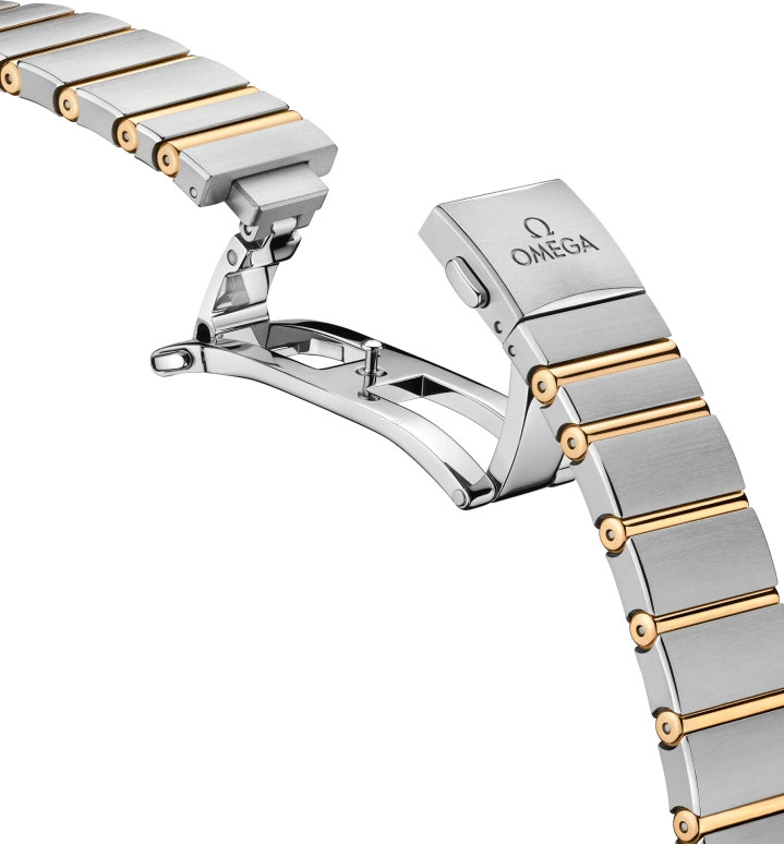 Omega,Constellation 28mm,28mm,Yellow Gold,Stainless Steel,Champagne,Quartz,In-house Caliber,Sapphire,Crystal Glass,131,131.20.28.60.08.001
