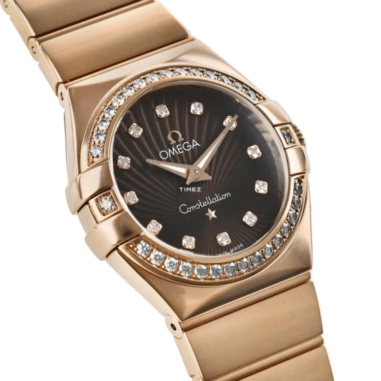 Omega,Constellation 27mm,27mm,Red Gold,Brown,Quartz,30000hours,In-house Caliber,123,123.55.27.60.63.002
