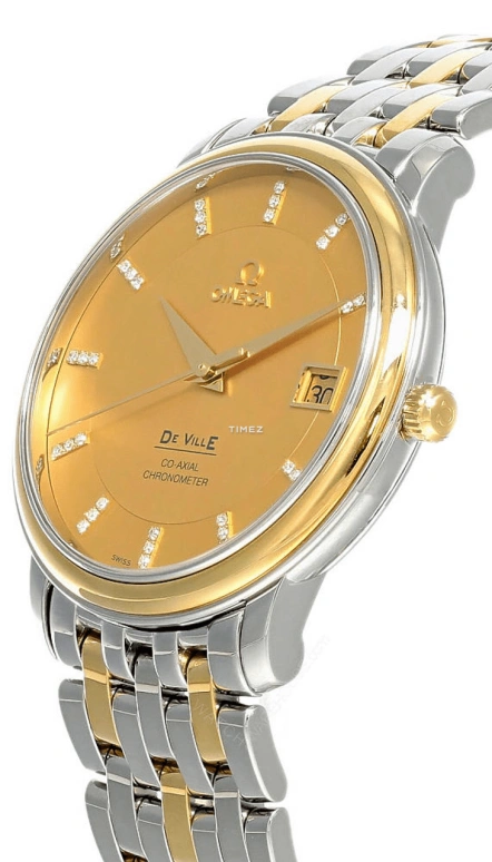Omega,De Ville 36.50mm,36.50mm,Yellow Gold,Stainless Steel,Champagne,Automatic,Day,48hours,4374,4374.15.00
