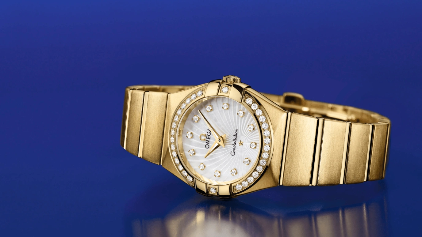 Omega,Constellation 27mm,27mm,Yellow Gold,White,Quartz,30000hours,In-house Caliber,123,123.55.27.60.55.003