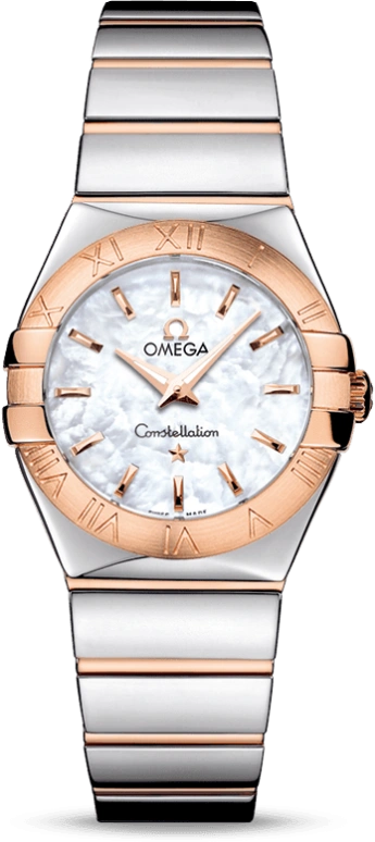 Omega,Constellation 27mm,27mm,Red Gold,Stainless Steel,White,Quartz,30000hours,In-house Caliber,123,123.20.27.60.05.003