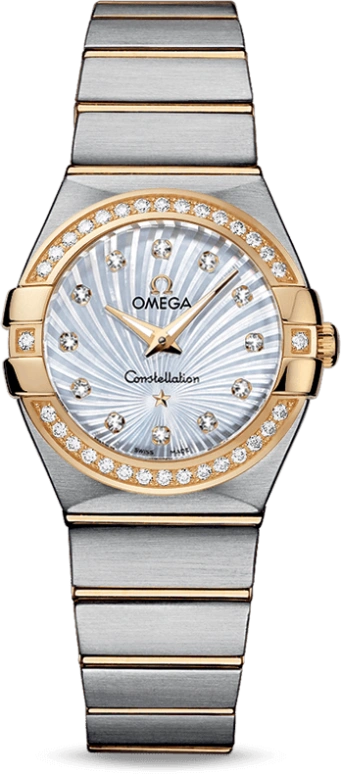 Omega,Constellation 27mm,27mm,Yellow Gold,Stainless Steel,White,Quartz,30000hours,In-house Caliber,123,123.25.27.60.55.004