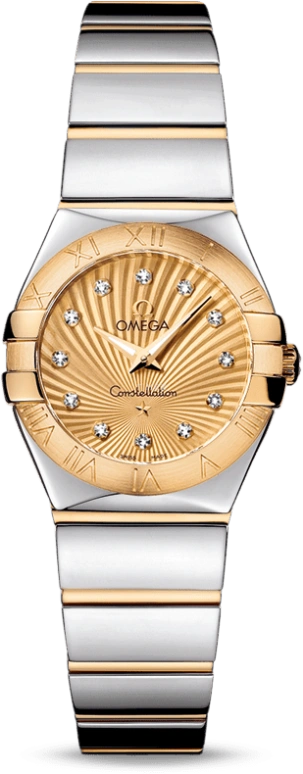 Omega,Constellation 24mm,24mm,Yellow Gold,Stainless Steel,Champagne,Quartz,30000hours,In-house Caliber,123,123.20.24.60.58.002