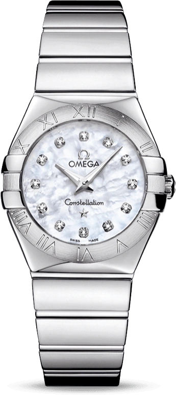 Omega,Constellation 27mm,27mm,Stainless Steel,White,Quartz,30000hours,In-house Caliber,123,123.10.27.60.55.002