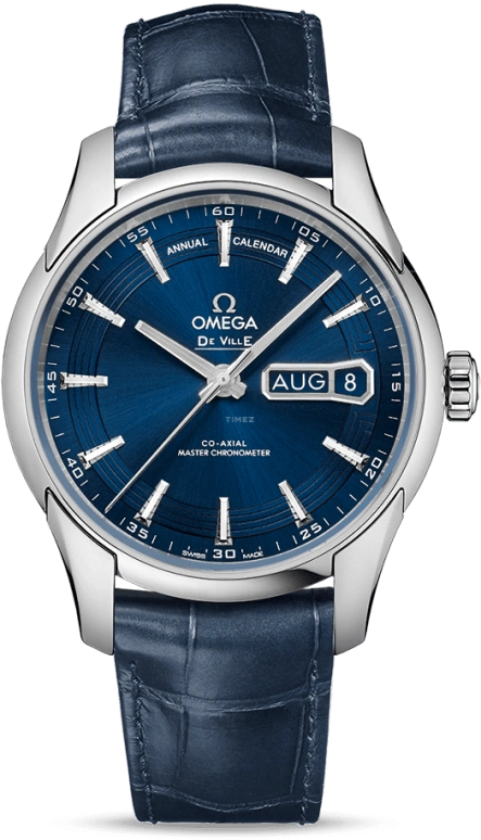 Omega,De Ville 41mm,41mm,Stainless Steel,Blue,Automatic,Annual Calendar,Month,Date,Co-Axial Escapement,60hours,In-house Caliber,433,433.33.41.22.03.001