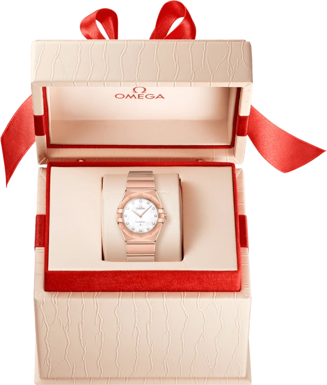 Omega,Constellation 28mm,28mm,Sedna Gold,White,Quartz,In-house Caliber,Sapphire,Crystal Glass,131,131.50.28.60.55.001