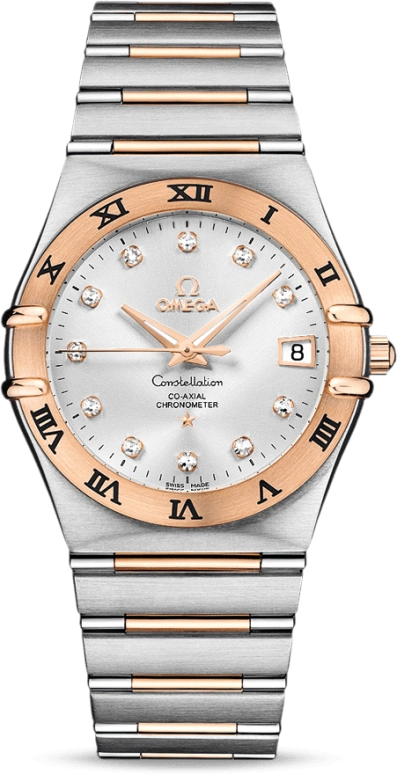 Omega,Constellation 35mm,35mm,Red Gold,Stainless Steel,Silver,Automatic,Date,Co-Axial Escapement,111,111.20.36.20.52.001