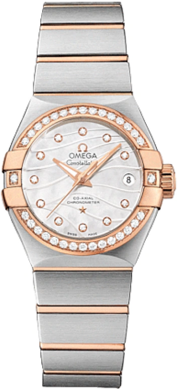 Omega,Constellation 27mm,27mm,Red Gold,Stainless Steel,White,Automatic,Date,Zodiac Indications,Co-Axial Escapement,123,123.25.27.20.55.005