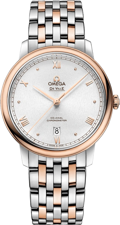 Omega,De Ville 39.50mm,39.50mm,Red Gold,Stainless Steel,Silver,Automatic,Date,Co-Axial Escapement,424,424.20.40.20.02.007