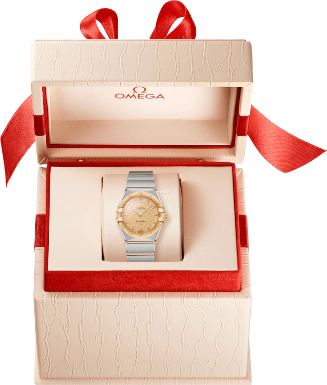 Omega,Constellation 28mm,28mm,Yellow Gold,Stainless Steel,Champagne,Quartz,In-house Caliber,Sapphire,Crystal Glass,131,131.20.28.60.08.001