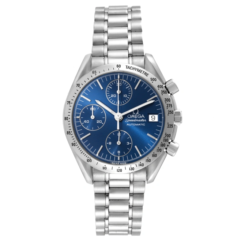 Omega,Speedmaster 39mm,39mm,Stainless Steel,Blue,Automatic,Chronograph,Day,3511,3511.80.00