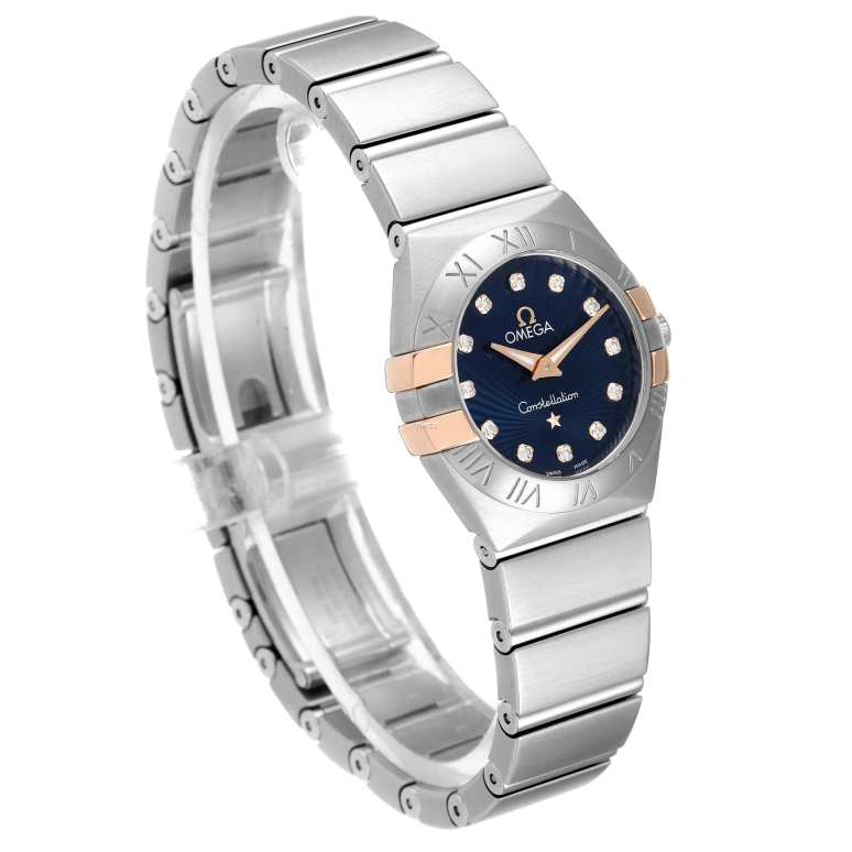 Omega,Constellation 24mm,24mm,Yellow Gold,Stainless Steel,Blue,Quartz,30000hours,In-house Caliber,123,123.20.24.60.53.002