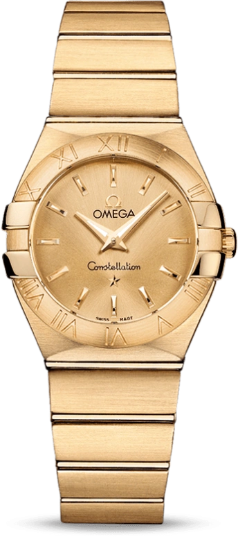 Omega,Constellation 27mm,27mm,Yellow Gold,Champagne,Gold,Quartz,30000hours,In-house Caliber,123,123.50.27.60.08.001