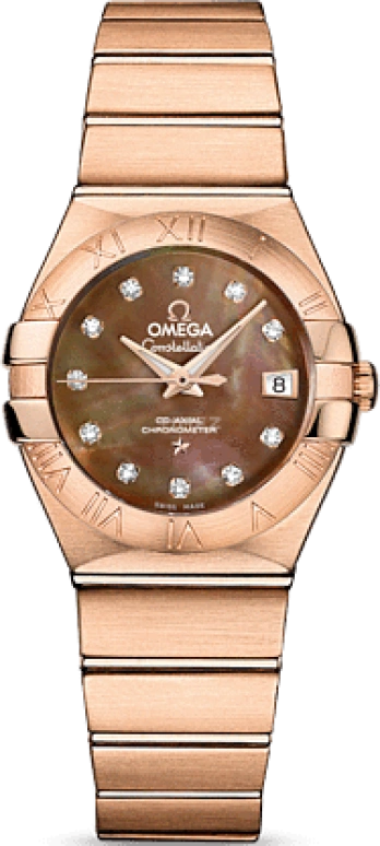 Omega,Constellation 27mm,27mm,Red Gold,Brown,Automatic,Date,Co-Axial Escapement,123,123.50.27.20.57.001