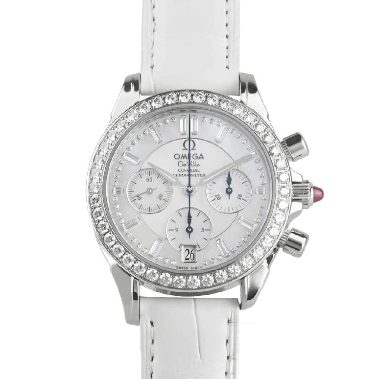 Omega,De Ville 35mm,35mm,Stainless Steel,White,Automatic,Chronograph,Day,4874,4874.75.36