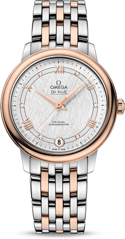 Omega,De Ville 32.70mm,32.70mm,Red Gold,Stainless Steel,Silver,Automatic,Date,Co-Axial Escapement,424,424.20.33.20.52.002