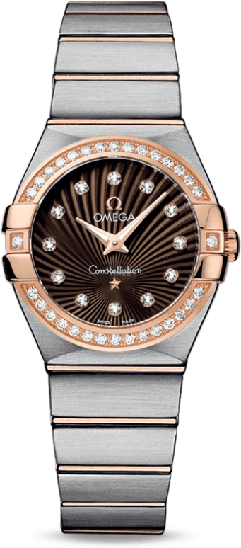 Omega,Constellation 27mm,27mm,Red Gold,Stainless Steel,Brown,Quartz,30000hours,In-house Caliber,123,123.25.27.60.63.001
