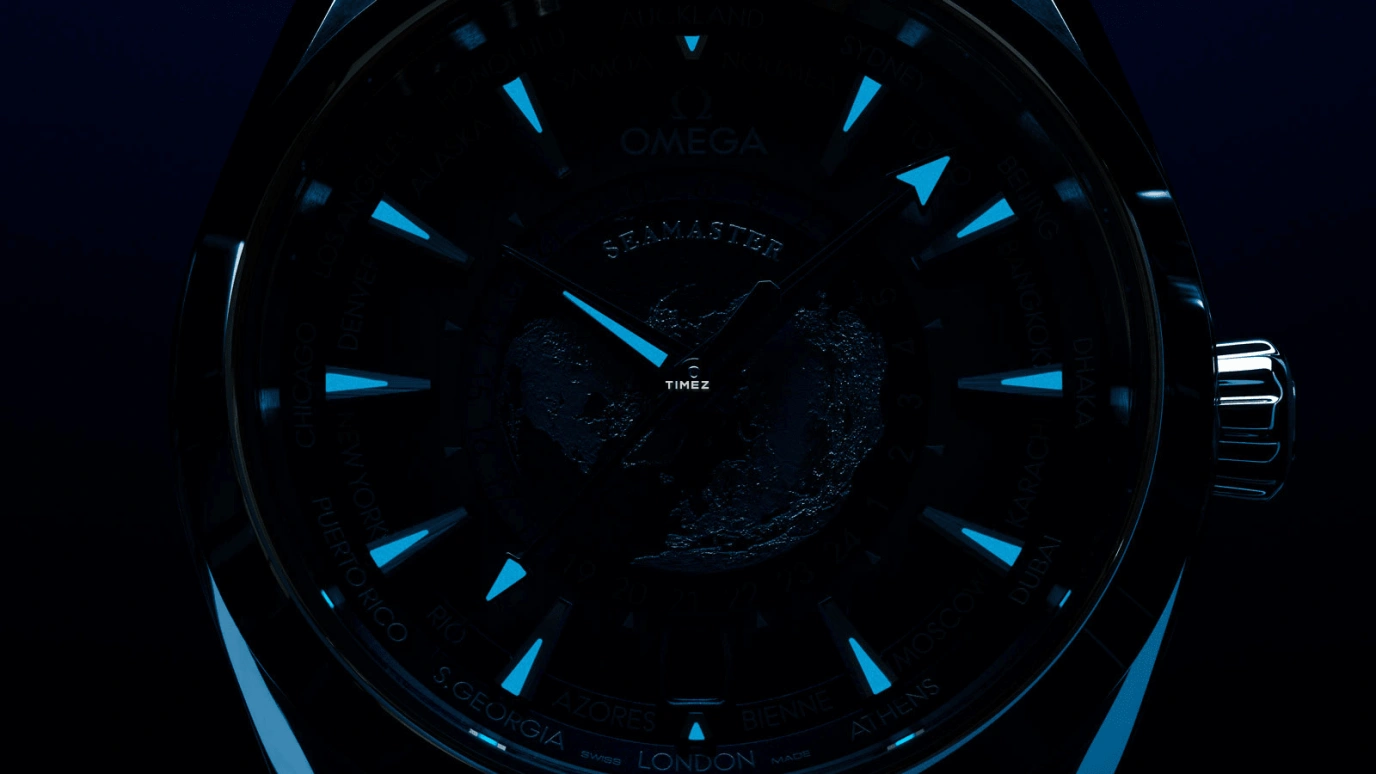 Omega,Aqua Terra 43mm,43mm,Stainless Steel,Blue,Automatic,Day,Dule Time,World Time,Anti-magnetic,60hours,In-house Caliber,220,220.10.43.22.03.002