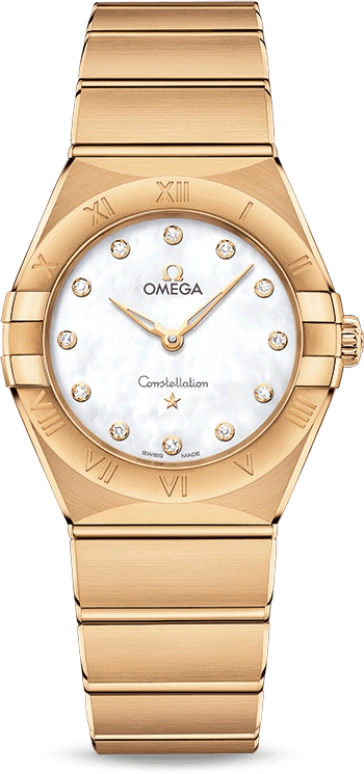 Omega,Constellation 28mm,28mm,Yellow Gold,White,Quartz,Day,Zodiac Indications,131,131.50.28.60.55.002