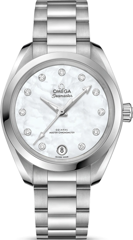 Omega,Aqua Terra 34mm,34mm,Stainless Steel,White,Automatic,Date,Co-Axial Escapement,220,220.10.34.20.55.001