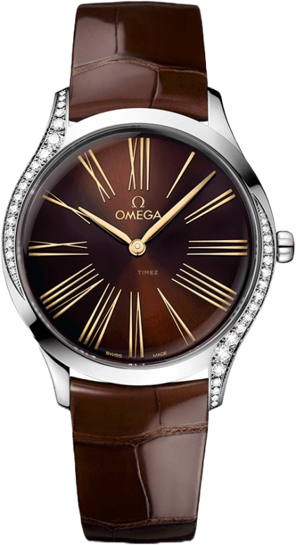 Omega,Trésor 36mm,36mm,Stainless Steel,Brown,Quartz,Day,Zodiac Indications,428,428.18.36.60.13.001