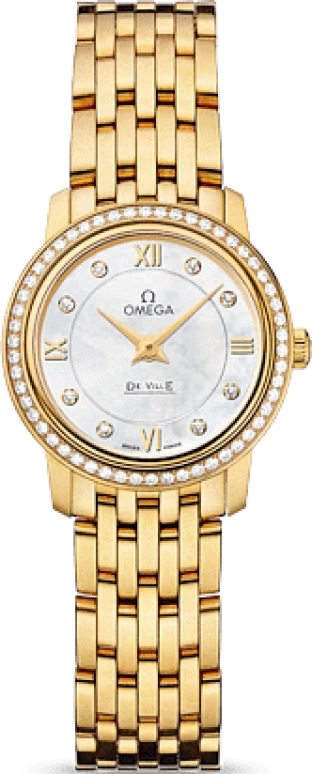 Omega,De Ville 24.40mm,24.40mm,Yellow Gold,White,Quartz,30000hours,In-house Caliber,424,424.55.24.60.55.001