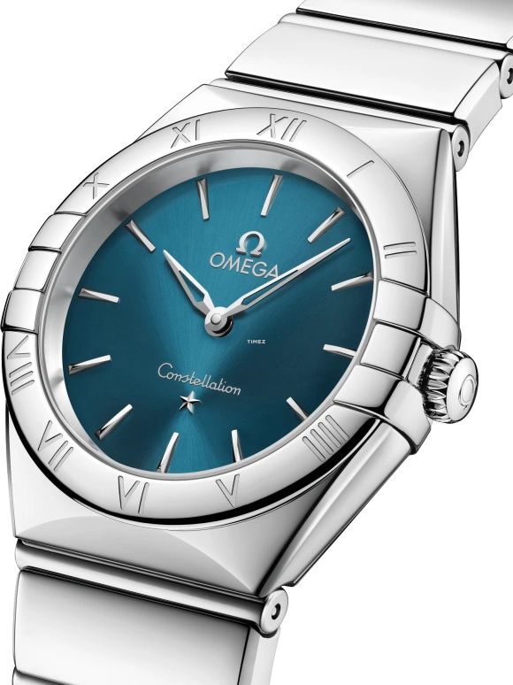Omega,Constellation 28mm,28mm,Stainless Steel,Blue,Quartz,In-house Caliber,Sapphire,Crystal Glass,131,131.10.28.60.03.002