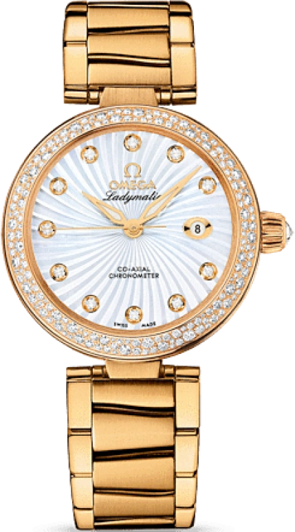 Omega,LadyMatic 34mm,34mm,Yellow Gold,White,Automatic,Date,Co-Axial Escapement,425,425.65.34.20.55.002