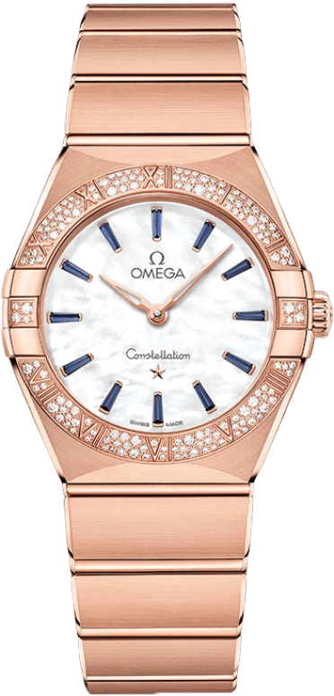 Omega,Constellation 28mm,28mm,Sedna Gold,White,Quartz,In-house Caliber,Sapphire,Crystal Glass,131,131.55.28.60.55.007