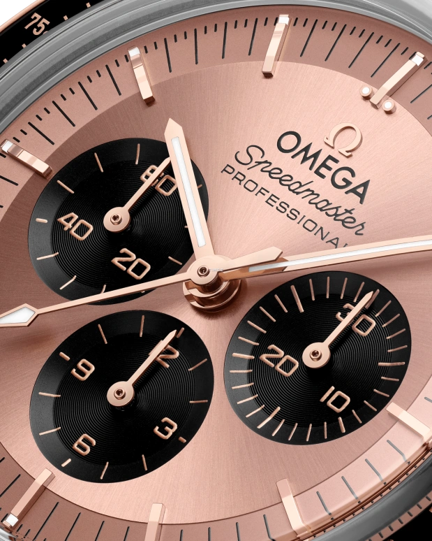 Omega,Speedmaster Moonwatch 42mm,42mm,Stainless Steel,Sedna Gold,Pink Red,Handwound,Chronograph,Anti-magnetic,310,310.20.42.50.99.001