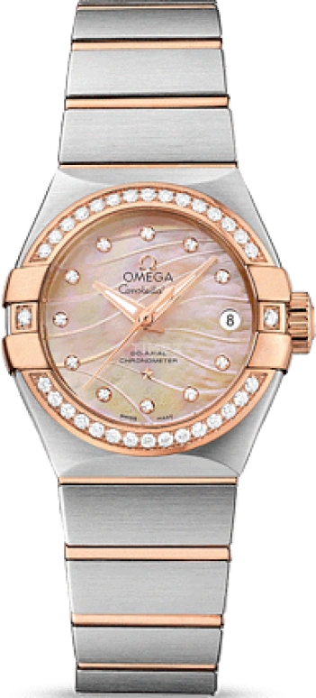 Omega,Constellation 27mm,27mm,Red Gold,Stainless Steel,Brown,Automatic,Date,Zodiac Indications,Co-Axial Escapement,123,123.25.27.20.57.003